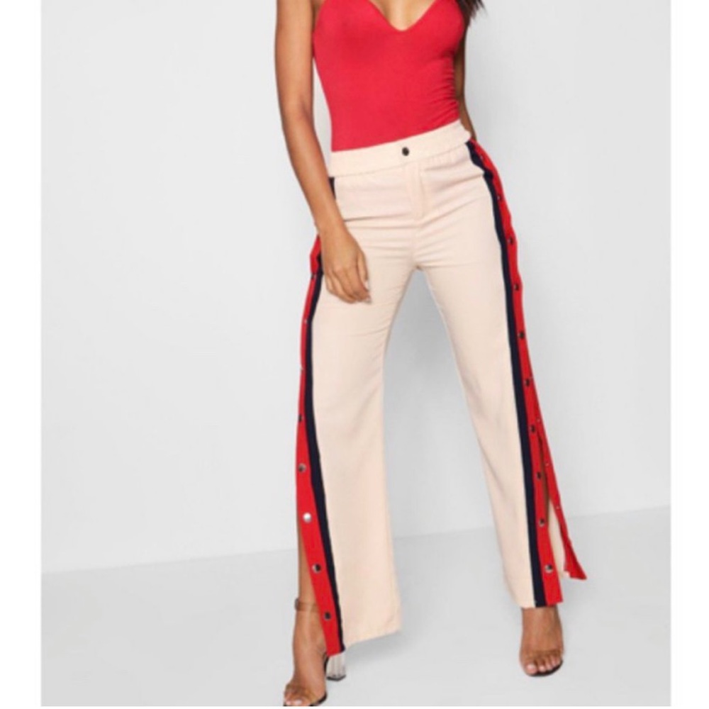 Button Down Pants Color Block Detail Culottes - image 1